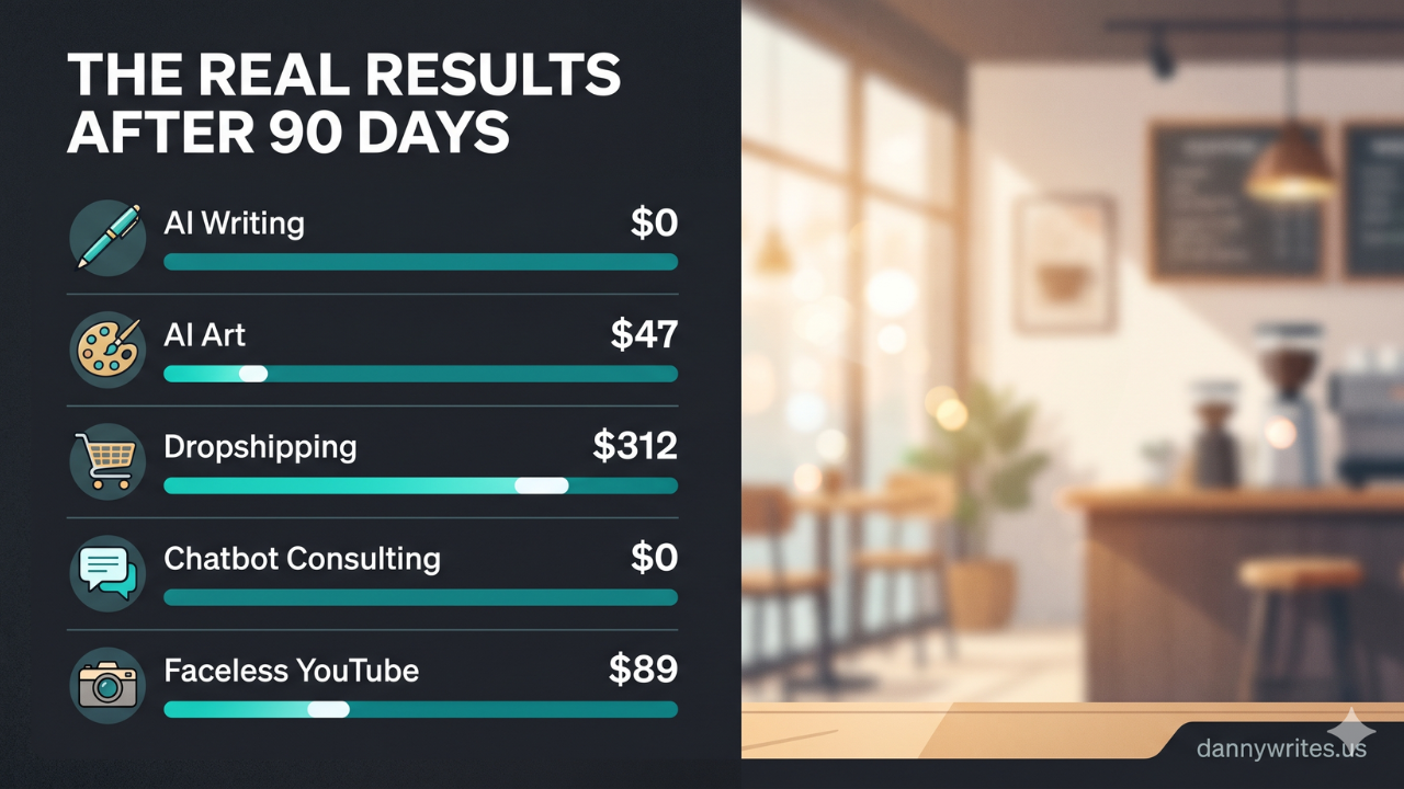 Real AI Side Hustle Results After 90 Days — DannyWrites.us